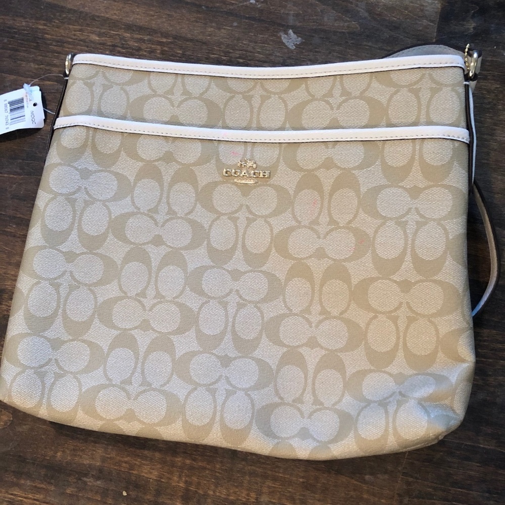 Coach signature file crossbody bag